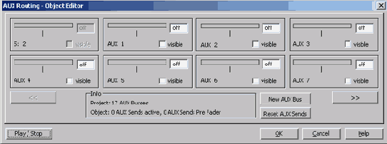 Окно AUX Routing — Object Editor